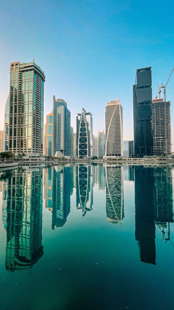 Dubai towers on the waterfront